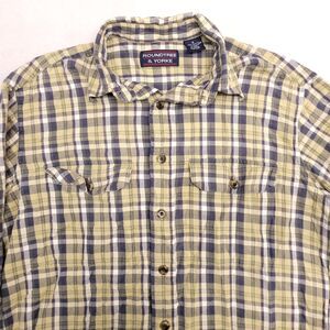 Roundtree & Yorke Madras Flannel Casual Button Shirt Mens Size Small S Yellow